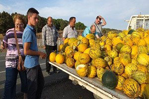 Balıkesir`de Köylüler Yol Üzerinde Kavun Pazarı Kurdu