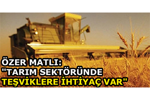 Özer Matlı: `Tarım Sektöründe Teşviklere İhtiyaç Var`